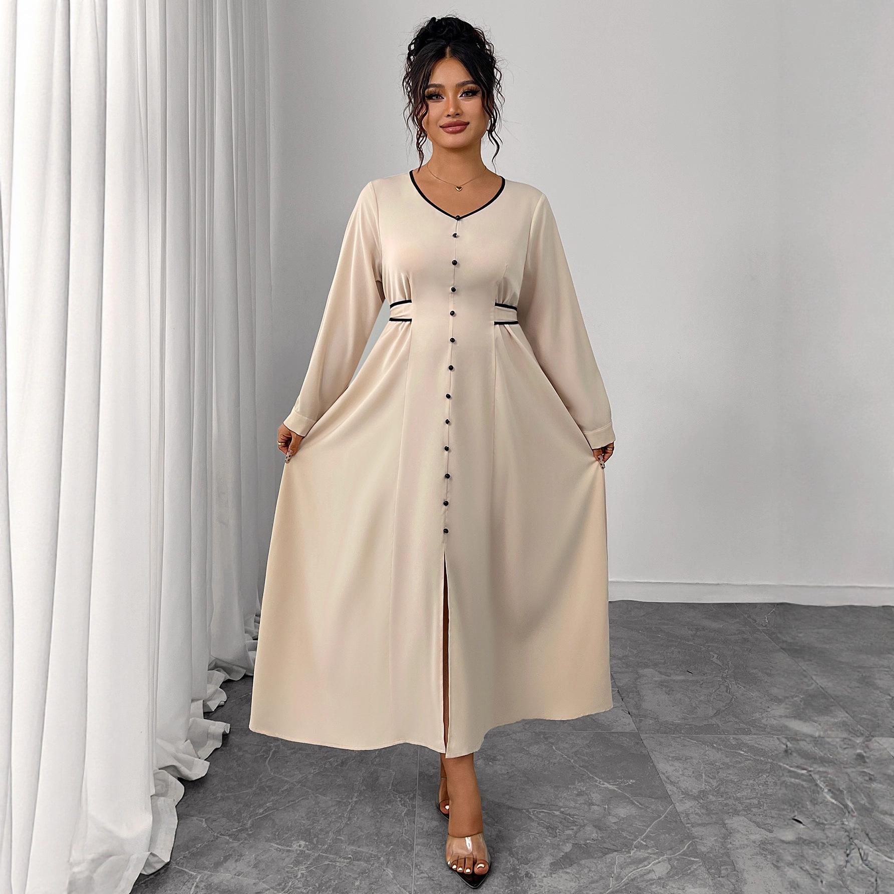 

Новое элегантное облегающее длинное платье большого размера с утягивающей талию шнуровкой и длинными рукавами для женщин 4XL бежевый