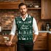 Men's Casual Wool V-Neck Knit Vest with Christmas Print for Commute and Daily Wear