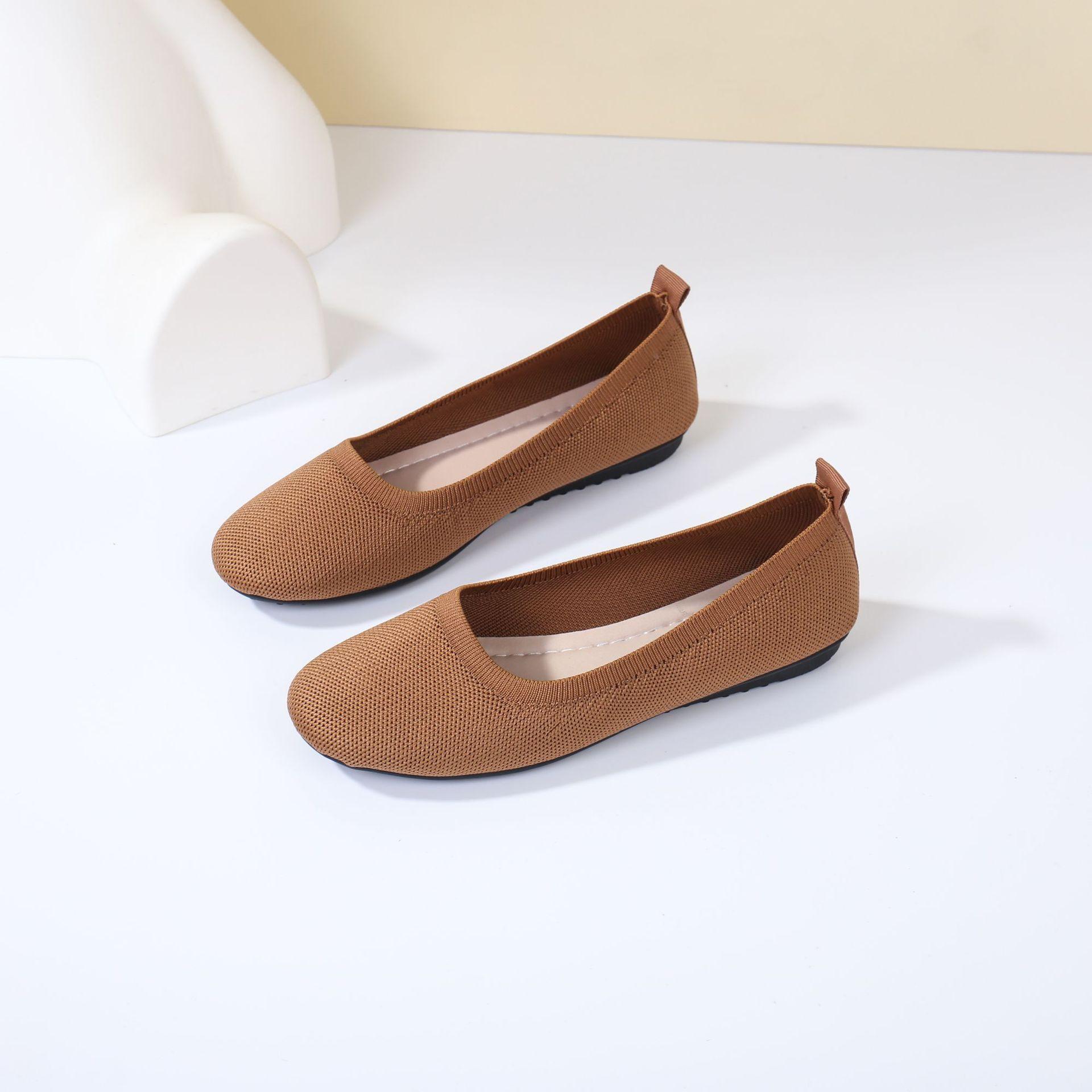 

Большой размер, плоская подошва, вязаный верх, круглый носок, чехол на ногу, неглубокий вырез, модная верхняя одежда, универсальная обувь 43 коричневый