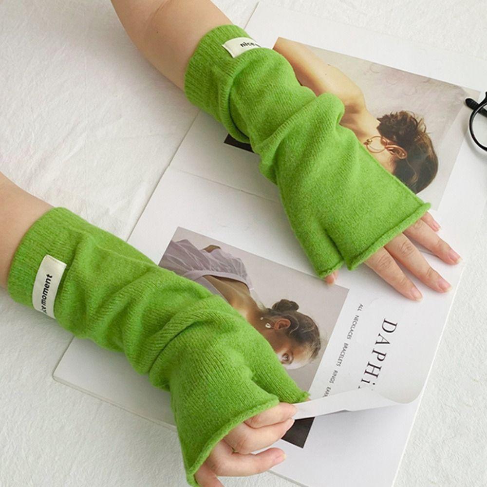 Pure Color Long Wrist Gloves Arm Warmers Wrist Sleeves Street Style Elbow Mittens  Women Wear