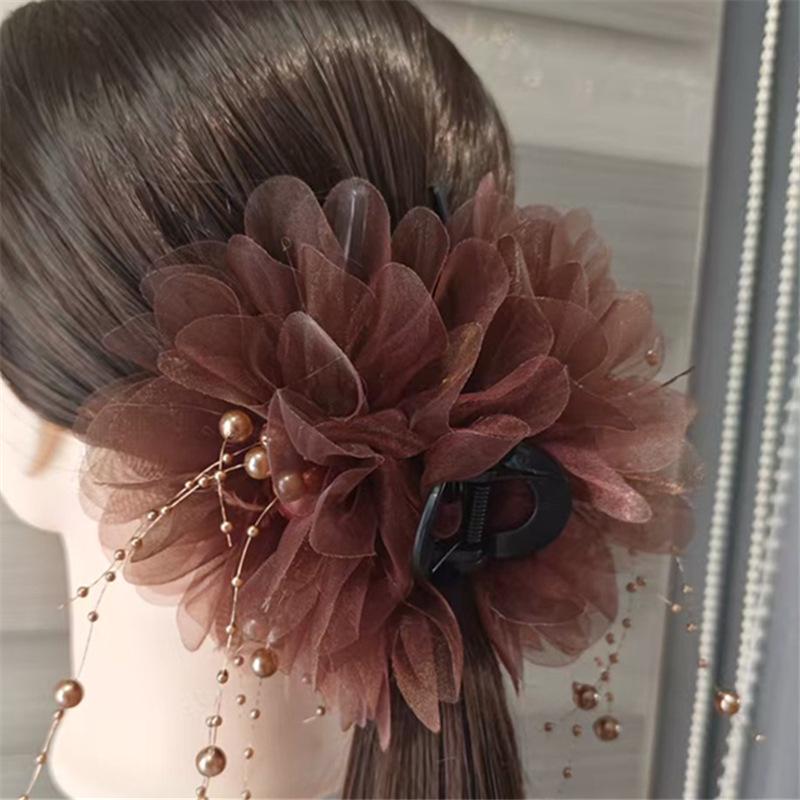

2025 High-End Tassel Peony Feather Hair Claw Clip for Fuller Look