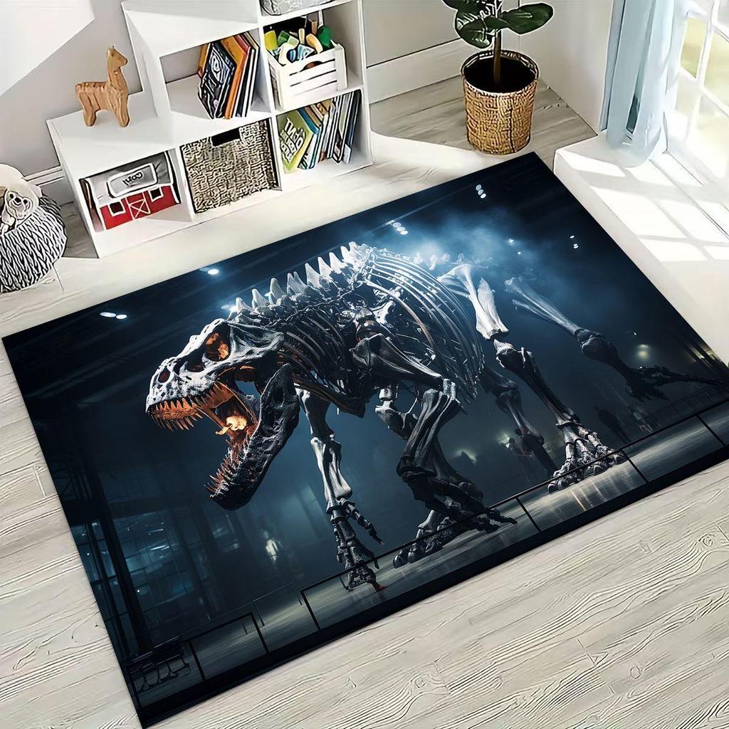 Ancient Creatures Dinosaur Ammonite Fossil Art Rug for Bedroom Living Room Sofa Home Doormat Decor,Large Kids Non-slip Floor Mat