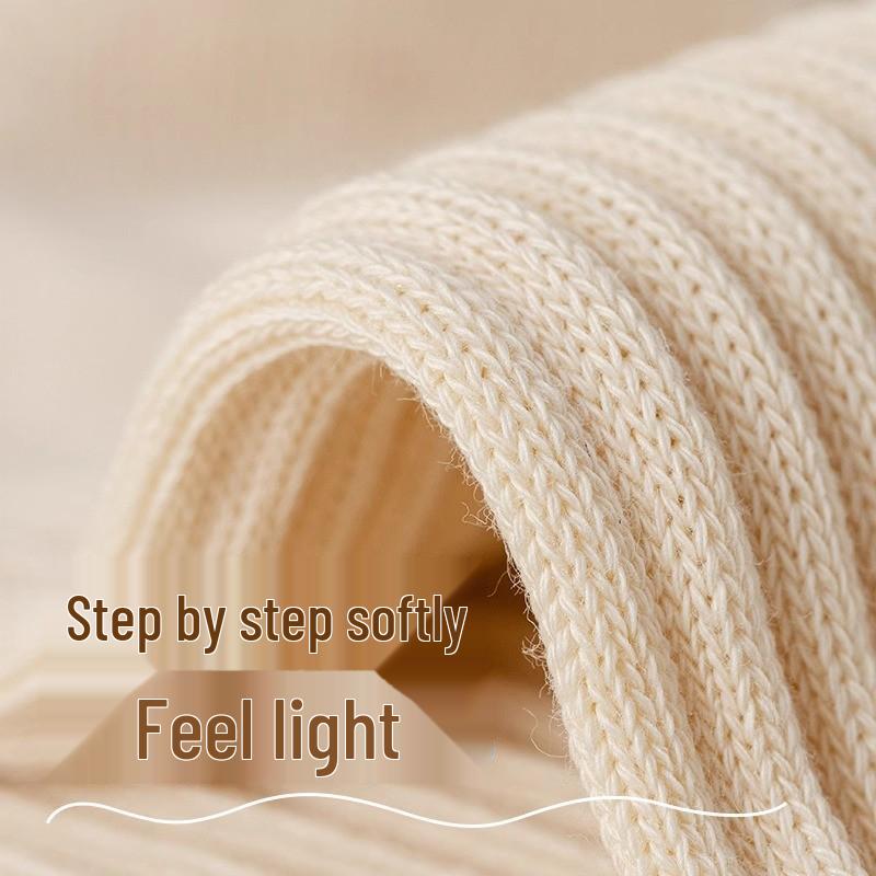Newbie Women's Pure Cotton Mid-Tube Socks, 3 Pairs, Breathable & Loose-Fit, Autumn/Winter, Free Size