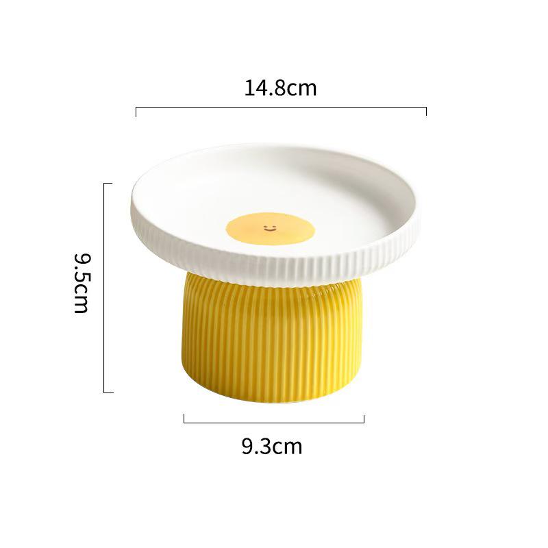 

High-Legged Egg Yolk Ceramic Cat Bowl for Food and Snacks - Garfield Neck Protection Design