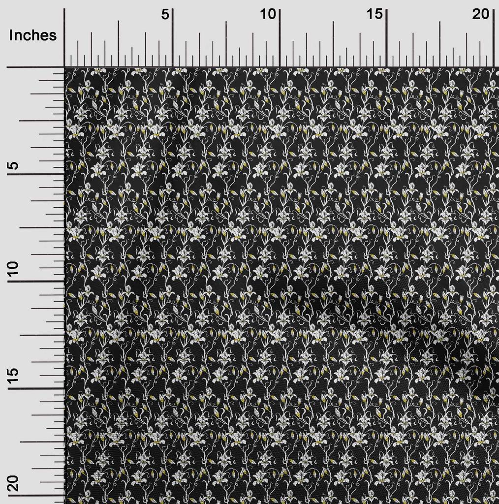oneOone Cotton Flex Black Fabric Floral Fabric For Sewing Printed Craft Fabric By The Yard 40 Inch