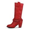 Mode Übergröße Damen Coole Motorradstiefel Mode Klobige Absätze Slipper Herbst Winter Schuhe Halblange Stiefel 889