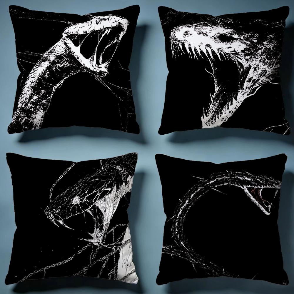 Sketch Snake Cushion Cover Soft Decorative Pillow Case Suitable for Bedroom Sofa Car Travel Use