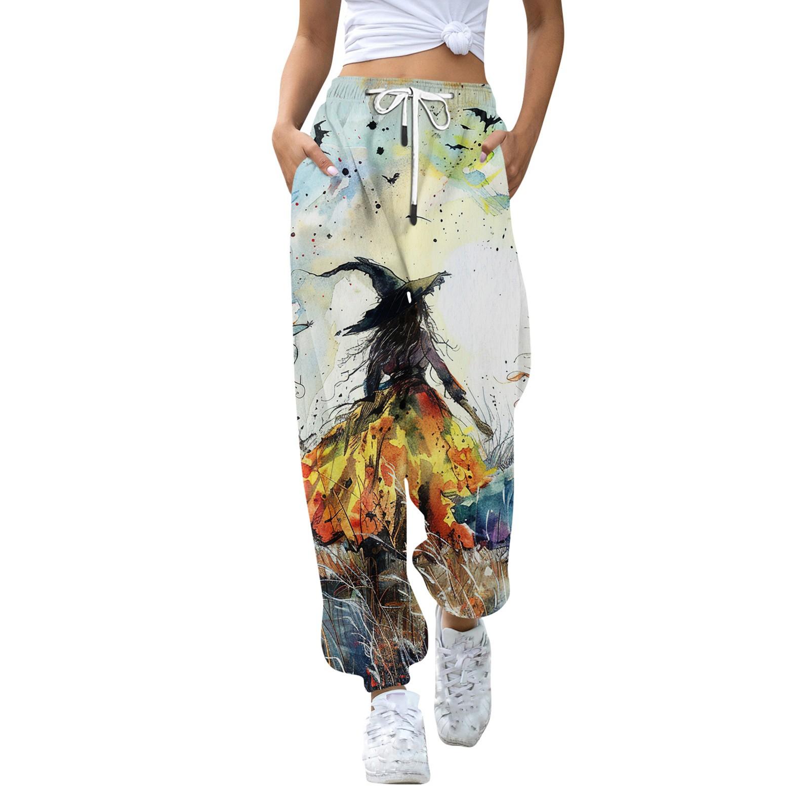 Женские модные спортивные повседневные спортивные штаны с карманами и шнурком с принтом — фото 10