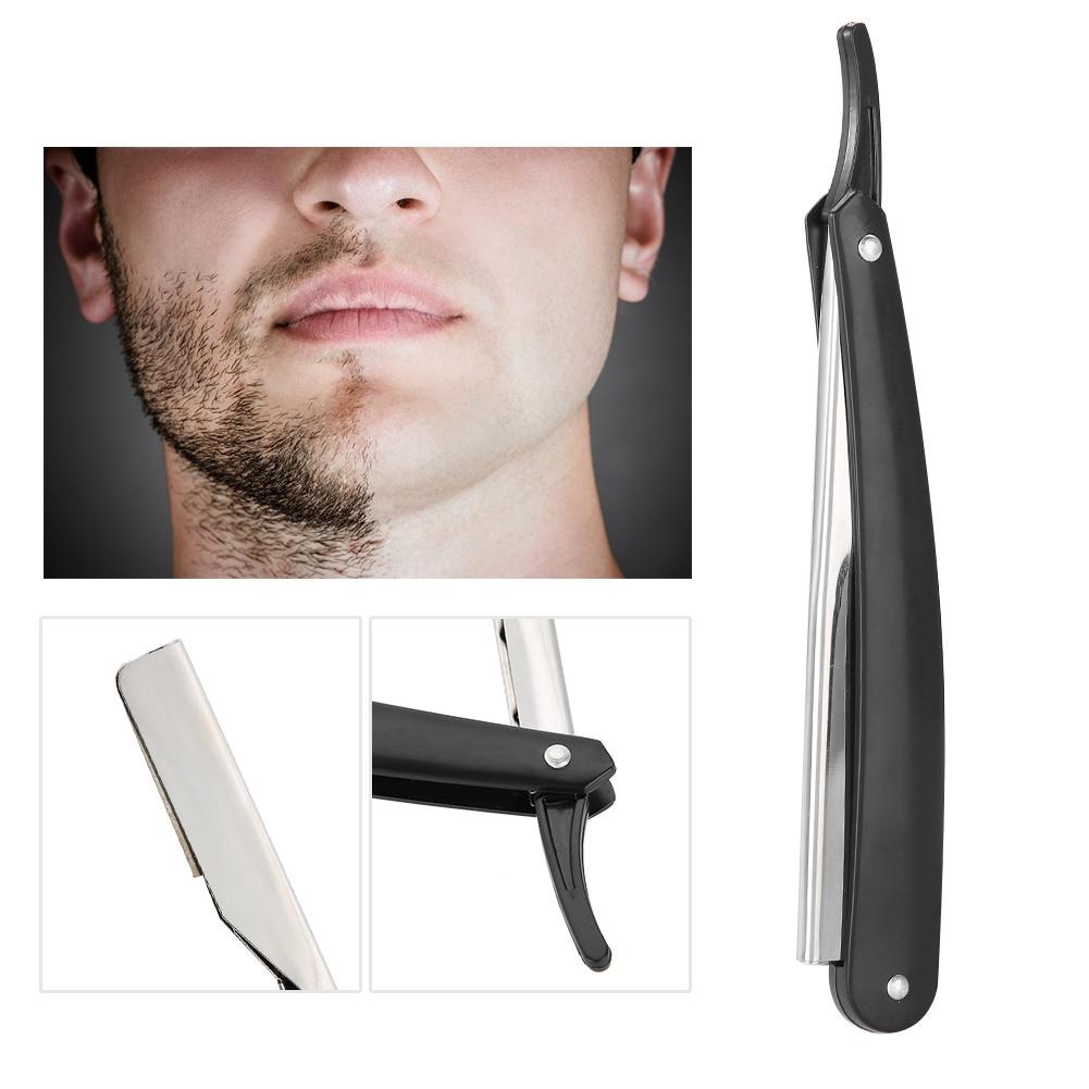 Barber Straight Hair Clipper Salon Folding Blade with Blade Black