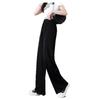 [Coup De Coeur] Simple Ladies Pants Slacks Casual Plain Color Comfort Straight Pants Waist Elastic High Waist Cicada Long Pants Formal (JP, Alphabet,