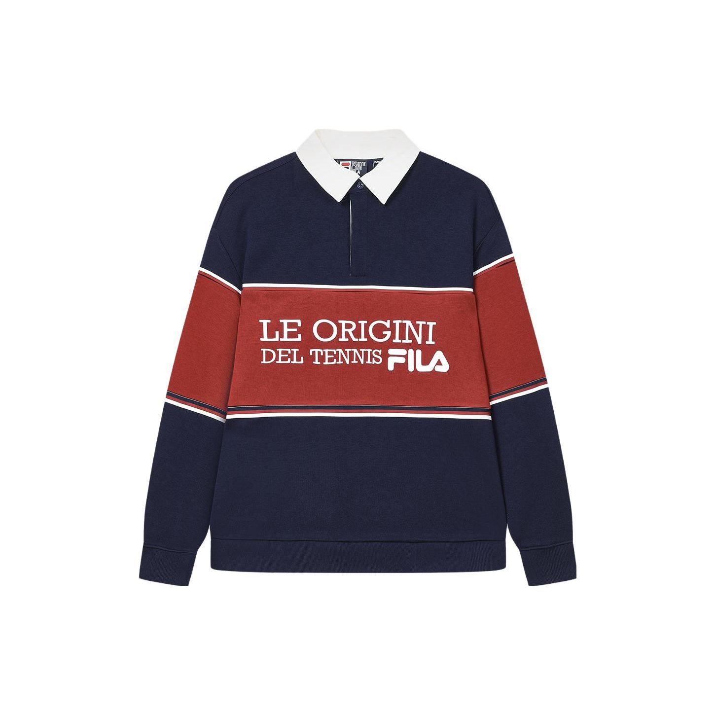 

Поло с длинным рукавом FILA Color Block Casual Мужские топы Темно-синий F11M349202FDB L