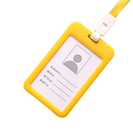 Portable Double Sided Transparent Employee ID Card Holder Name Tags with Lanyard