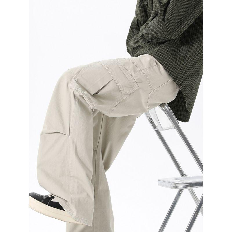 American-Style Pleated Deconstructed Cargo Pants for Men, Winter Trendy Outdoor Sports Casual Long Pants, High Street Loose Straight-Leg Trousers