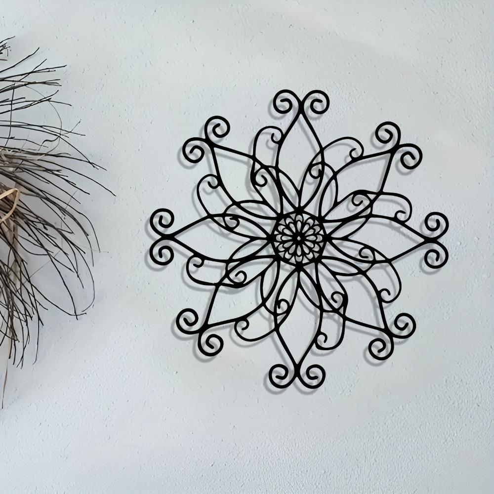 1pc Metal Flower Wall Decor Iron Floral Scroll Modern Mural Statue for Bedroom Bathroom Outdoor Garden Indoor Outdoor Use Gift Family Friends Modern