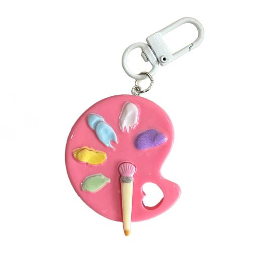 Keychain Pendant Artist Palette Brush Design Keychain Pendant with Metal Lobster Buckles Bags Keys Backpacks Keyring