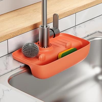 Abflussgitter für die Spüle aus Silikon für den Haushalt, Wasserhahn, spritzwassergeschützt, Abflussgitter, Wassersammelpad, Schwamm, Lappen, Stahlwolle, Aufbewahrungsbox für Gadgets