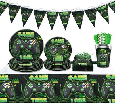 Game Controller Party Tableware: Includes Paper Plates, Cups, Towels, and Decorations