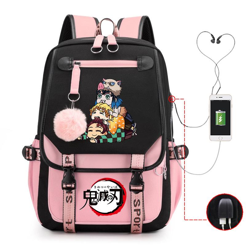 Ghost Annihilation Blade Grade 3-6 Junior High School Student High School Student School Bag Strap USB Multifunctional Backpack