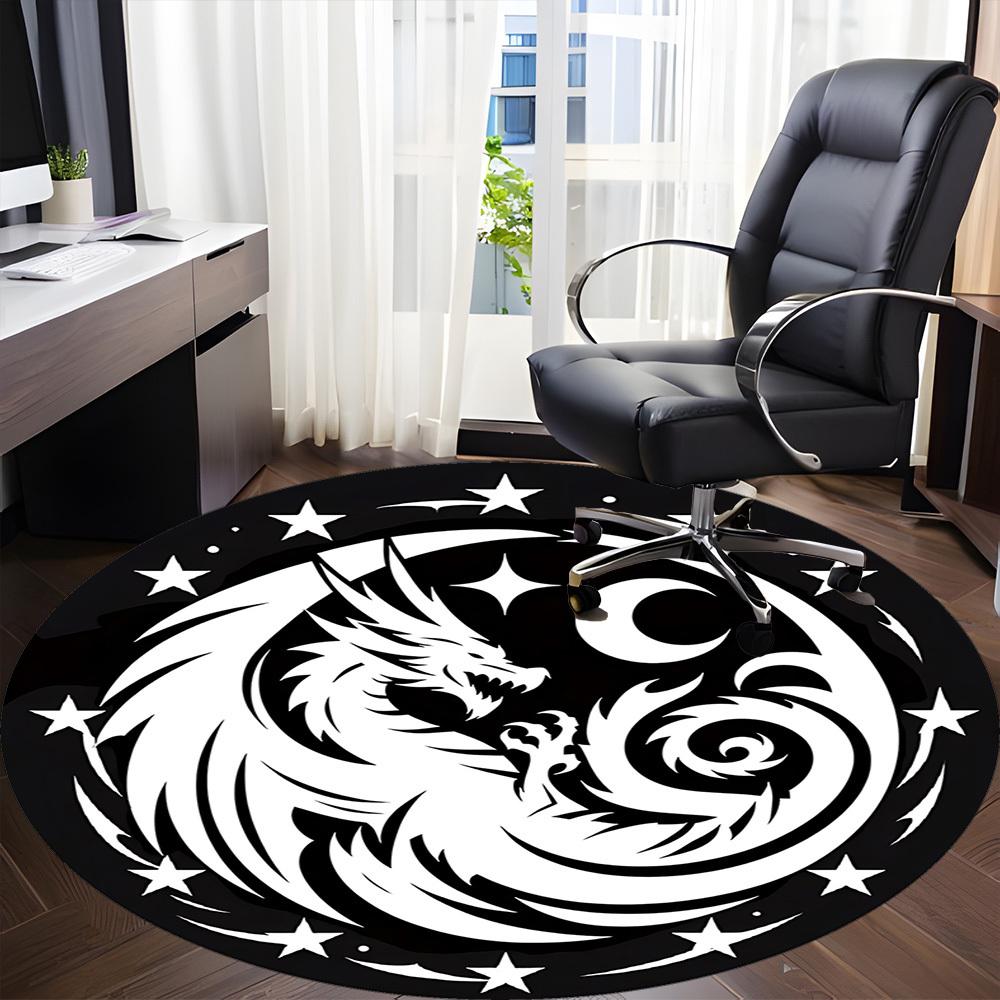 1pc Dragon Moon Office Round Area Rug, Under Office Chairs Bedroom Living Room Home Decor, Room Deco, Available In Various Sizes