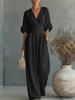Elegant V-Neck Waist-Cinching Women's Jumpsuit for Spring and Summer
