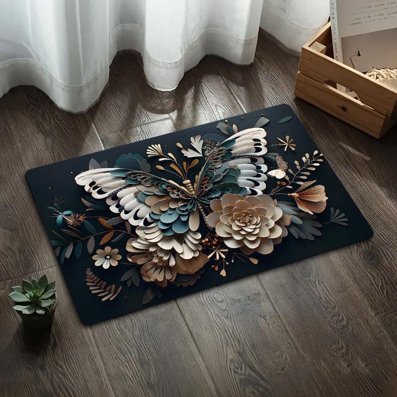 3D Butterfly Diatomite Floor Mat Bathroom Absorbent Non Slip Mat For Bathroom Door Entrance Quick Dry Feet Rug