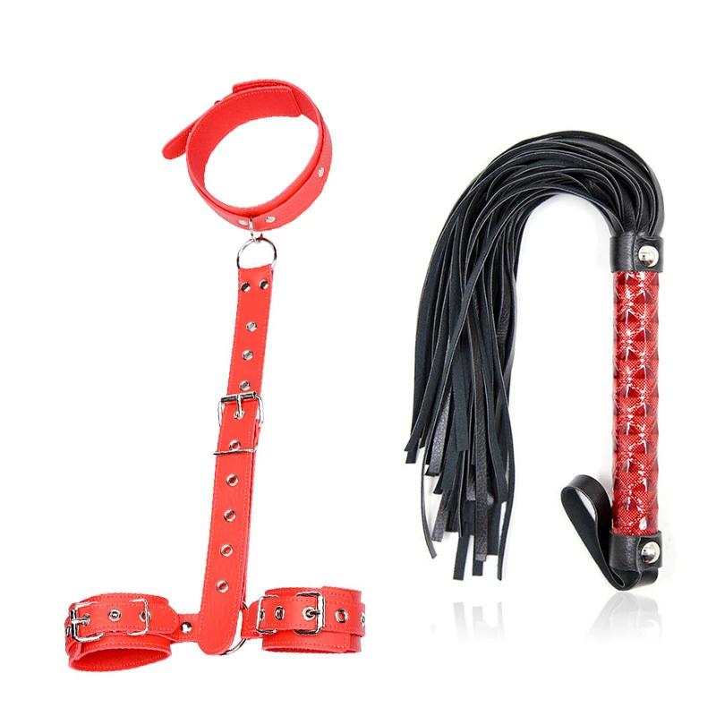 Erotic Sex Toys Neck Collar Handcuff Whip For Couples Woman and Adult Sexy Game Bondage Restraint Rope Exotic Accessories