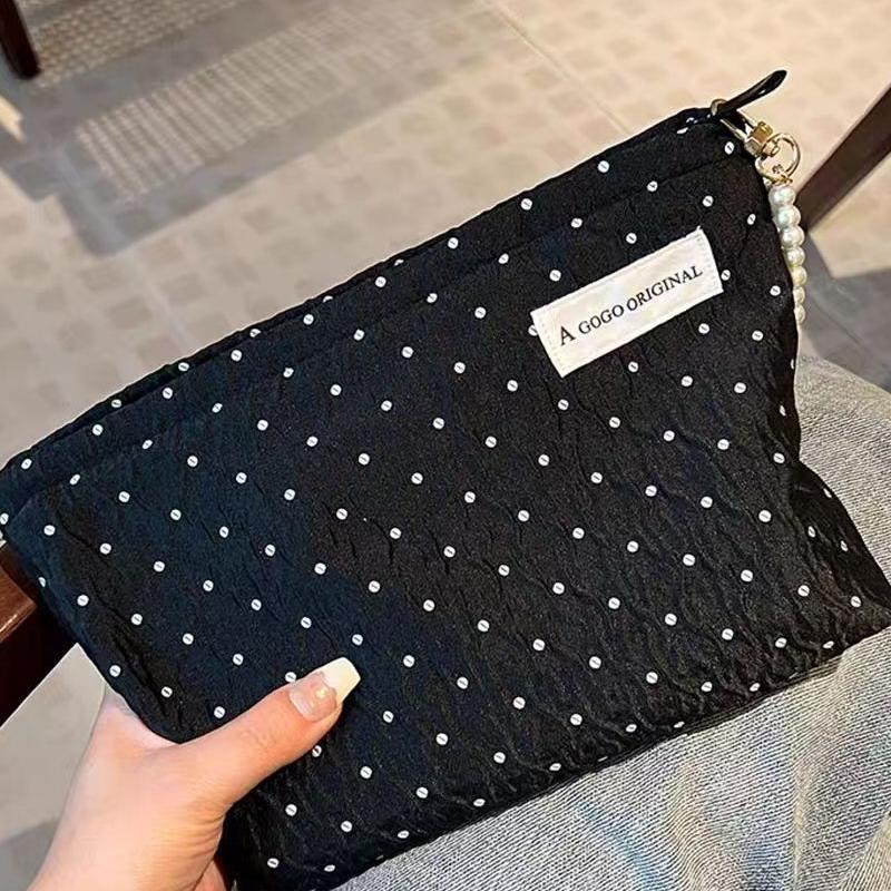 Black Dots Cosmetic Bag Women Makeup Bag Travel Wash Bag Female Travel Storage Bag Women Make Up Bag Organizer Toilet Bag Clutch
