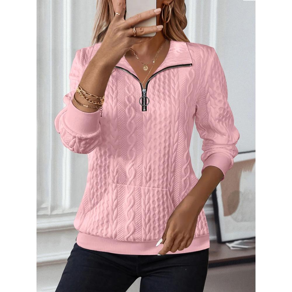 New Autumn and Winter Casual Lapel Zipper Long-sleeved Pocket Hoodie for Women
