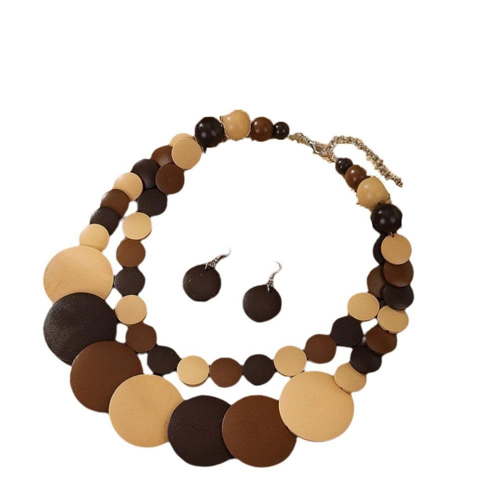 Necklace Necklace Earrings Set Chunky Round Necklace Exaggerated Jewelry Set  Girl кофейный