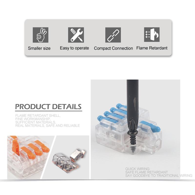 5/10PCS Mini Fast Compact Splicing Conductor Connector 1 In Multiple Out Splitter Splicing Terminal Block M3 Screw Fixing Hole