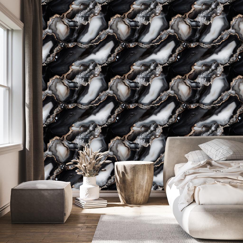 Ink wallpaper black, graphite, gray and brown 50x1000