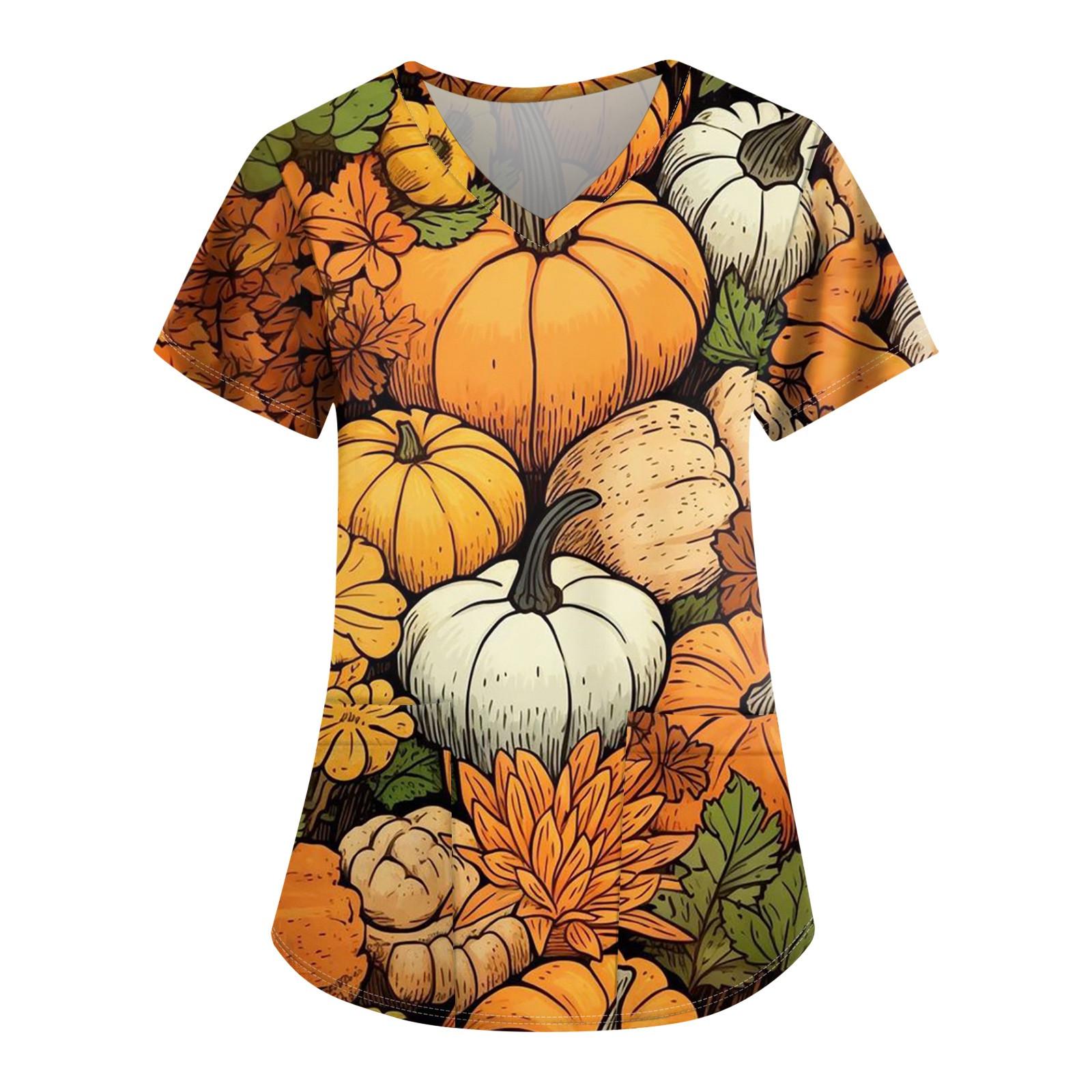 Женская униформа для кормящих мам с v-образным вырезом и принтом на Хэллоуин L бежевый — фото 3