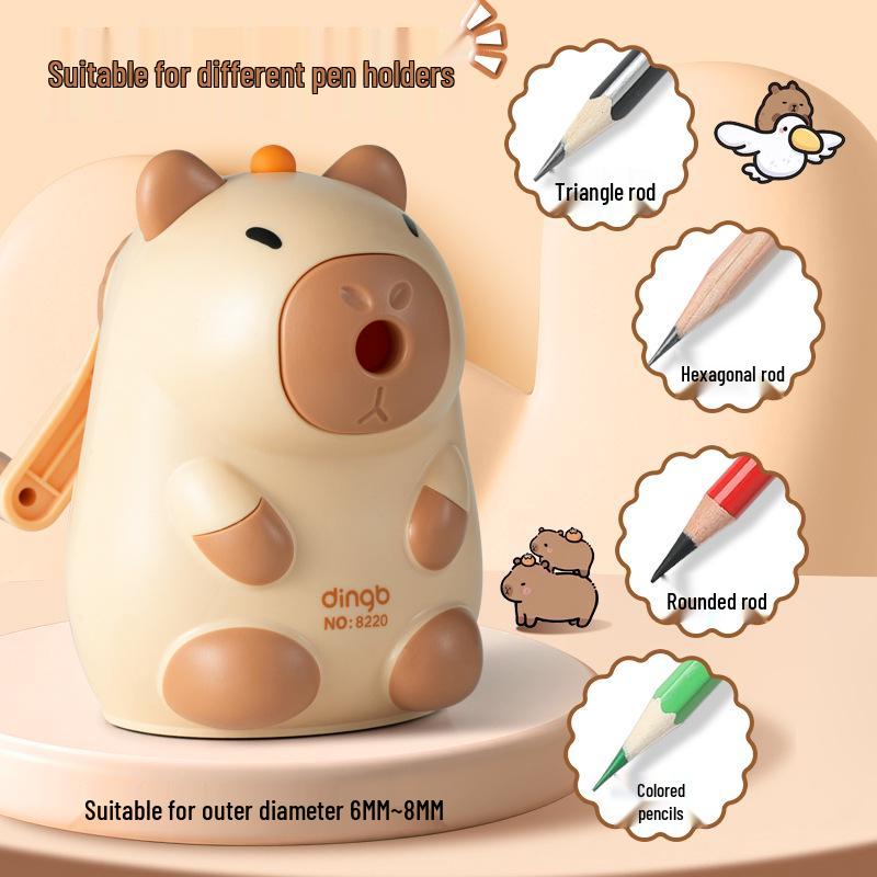 Xiaomeng Capybara Hand-Crank Pencil Sharpener with Automatic Lead Advance - Cute and Boxed, Perfect for Kids' Gifts