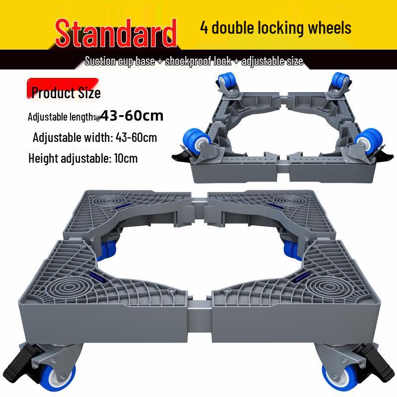 Grauer Verstellbarer Mobiler Waschmaschinenständer mit Rädern und Bremsen