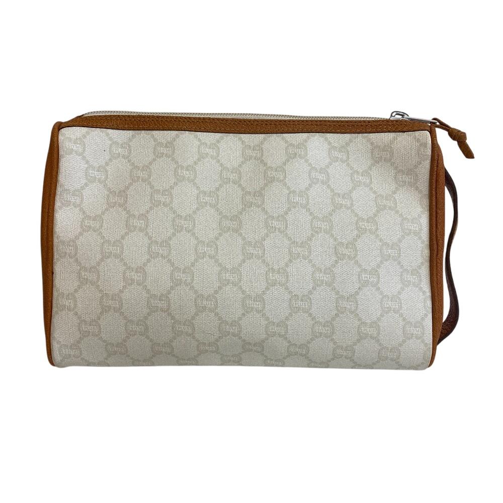 GUCCI Clutch bag pouch old Gucci GG plus PVC coated canvas business bag white PVC coated canvas Women Used