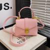 Pink Small Square Bag for Women Korean Style Casual Buckle Kids Coin Handbags Trendy Versatile PU Female Crossbody Bags
