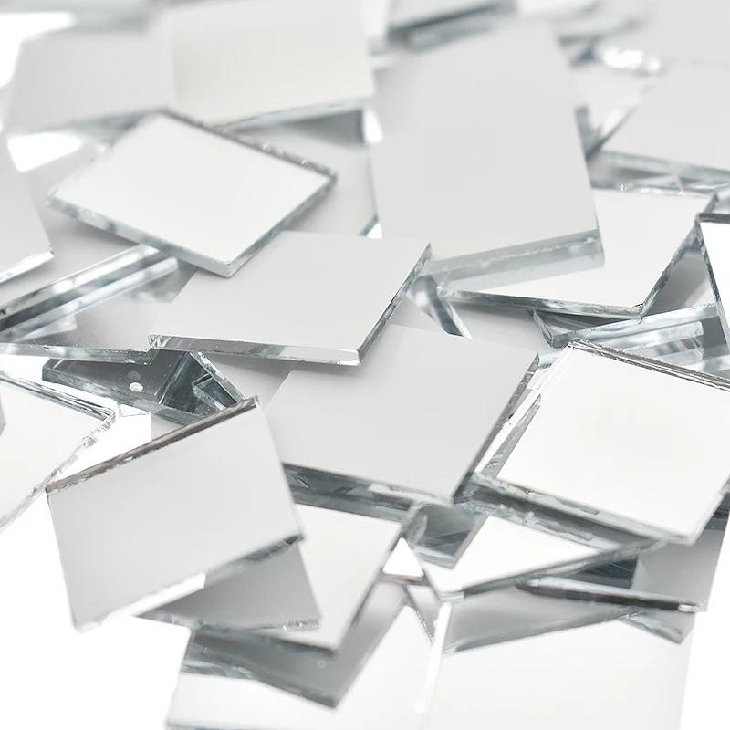 100PCS 2.5cm/0.98inch Glass Mirror Mosaic Tiles Bulk Diamond Rhombus Shape DIY Craft Handcrafted Accessory Home Wall Artwork