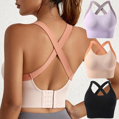 Sports Bra Female High-intensity Anti-shock Running Anti-sagging Beauty Back Gathering Yoga Undershirt Without Steel Ring Sports Underwear
