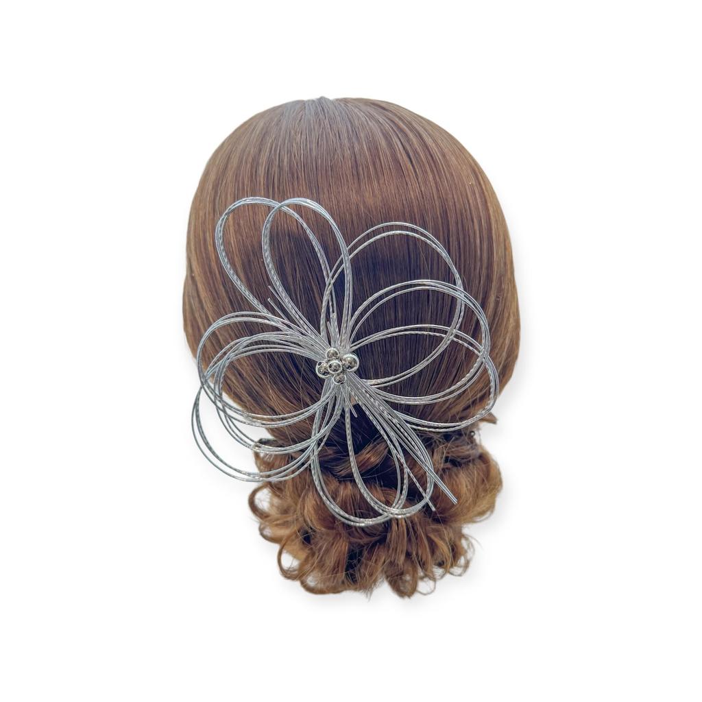 Hani. White and Silver Mizuhiki Hair Ornament for Japanese Attire, Coming-of-age Ceremony, Graduation Ceremony, Wedding, Bridal, Furisode, Hakama,
