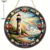 Christmas Vintage Truck Lighthouse Suncatcher Window Decor Wreath Sign Scene, Novelty Home Decor, Perfect Durable for Bedroom