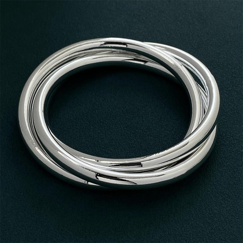 Bracciale Moda 3 Anelli Spessi in Argento Sterling 925 Regalo per Festa di Compleanno Anniversario Abbigliamento Quotidiano da Pendolare per Donne