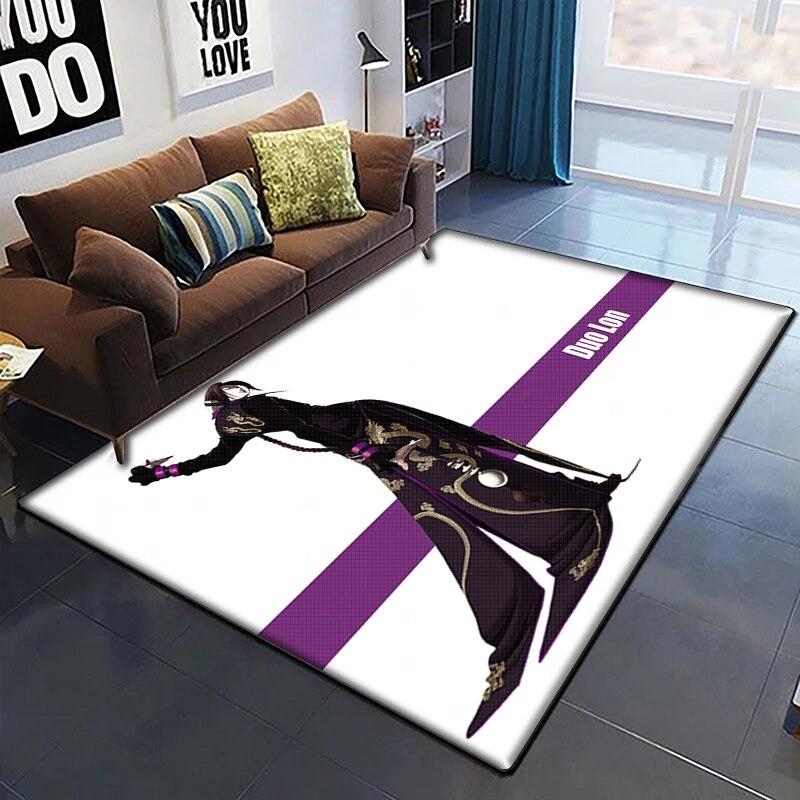 KOF Anime Krásný Malovaný Koberec do Obývacího Pokoje Velký Plošný Koberec Černý Měkký Koberec Domácí Dekorace Podložky Boho Koberce Piknik