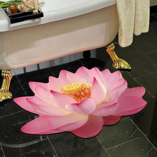 3D Květinová podlahová rohožka Protiskluzová Absorpční koupelnová předložka Realistický květinový vzor Rohožka do kuchyně Ložnice Obývacího pokoje Vchodu