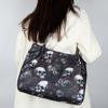 Large capacity gothic skull print tote bag versatile simple fashion shoulder bag