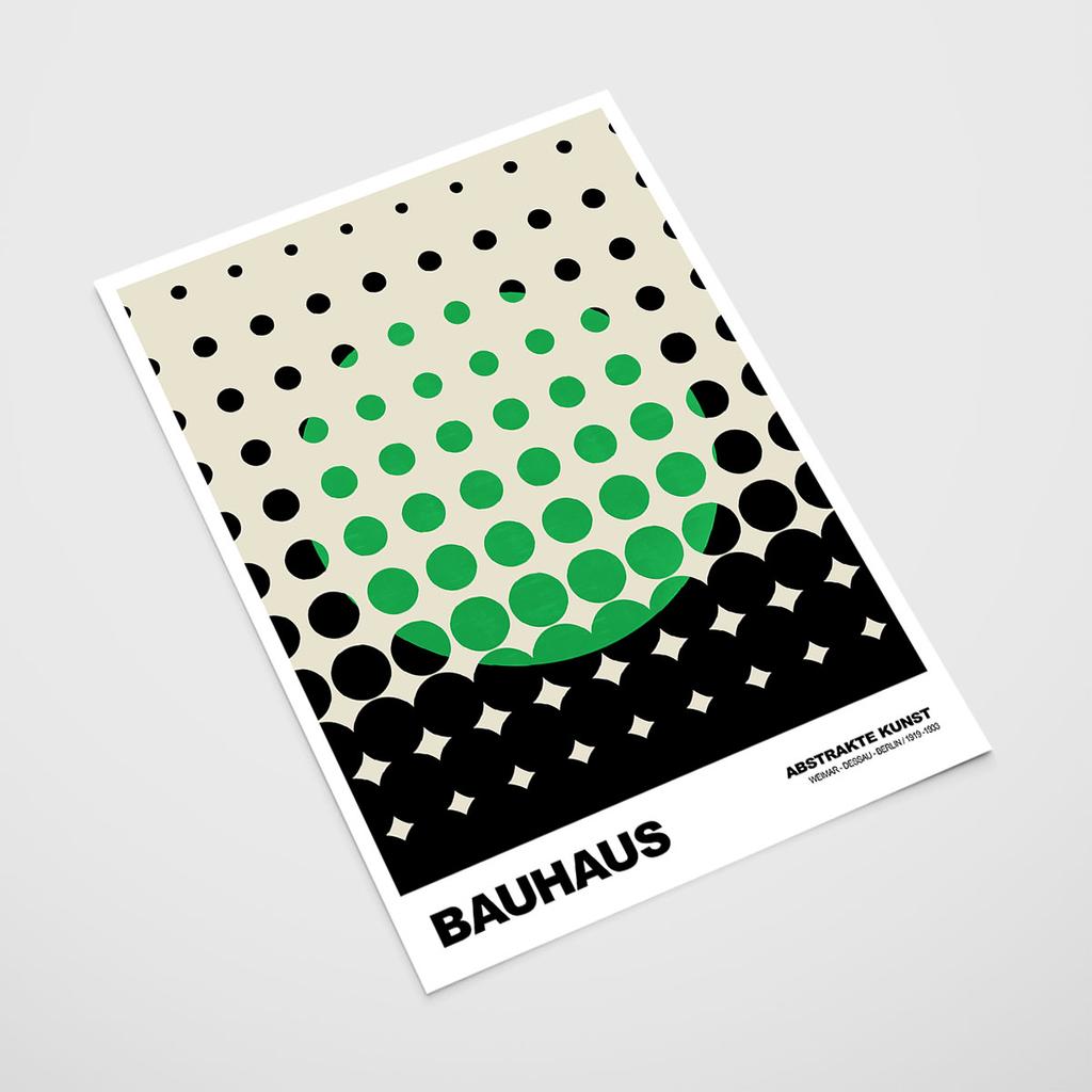 Poster Green Black Bauhaus Dots