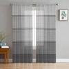 Wood Grain Grey Gradient Sheer Drapes for Bedroom Living Room Ornamentation Window Curtain for Kitchen Netting Voile Silk-like Fabric Drapes