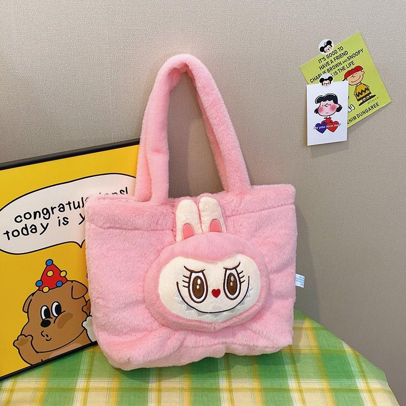 Shoulder Bag Cartoon Large Capacity Handbag Labubu Plush Toy Bag Student Crossbody Bags Outdoor Travel