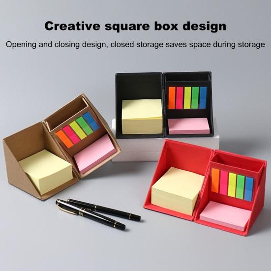 

Yousheng Notebook with Note Box Pen Holder Storage Thick Paper Smooth Writing Square Box Shape 500 Note Papers Note Organizer