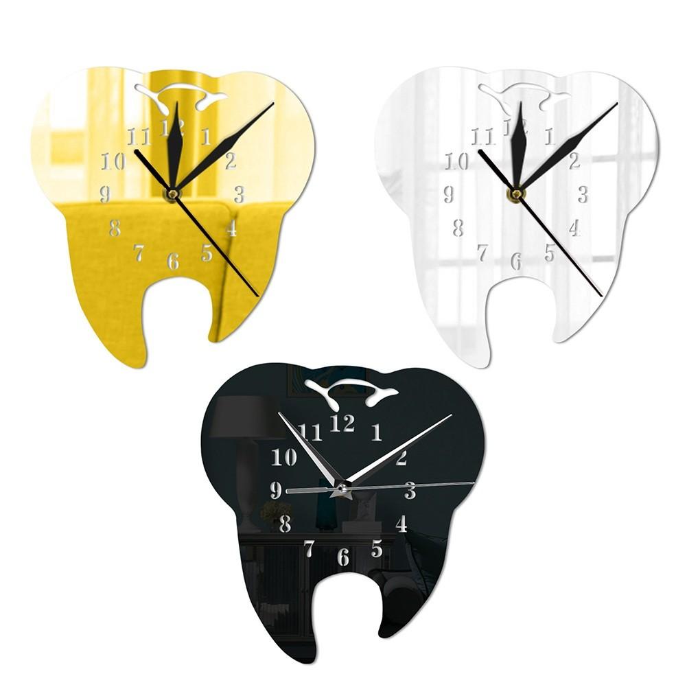 Stylish 1 Pc Creative Teeth Mirror Wall Clock Modern Diy Acrylic Home Decor