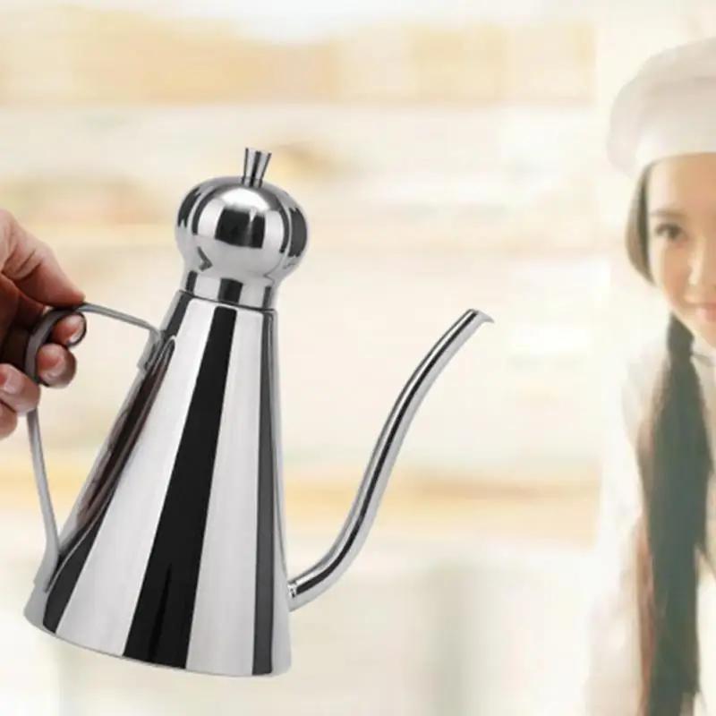 Condiment Storage Container Seasoning Vinegar Dispenser Stainless Steel Oil Bottle Teapot Non-toxic Dustproof Kitchen Accessory